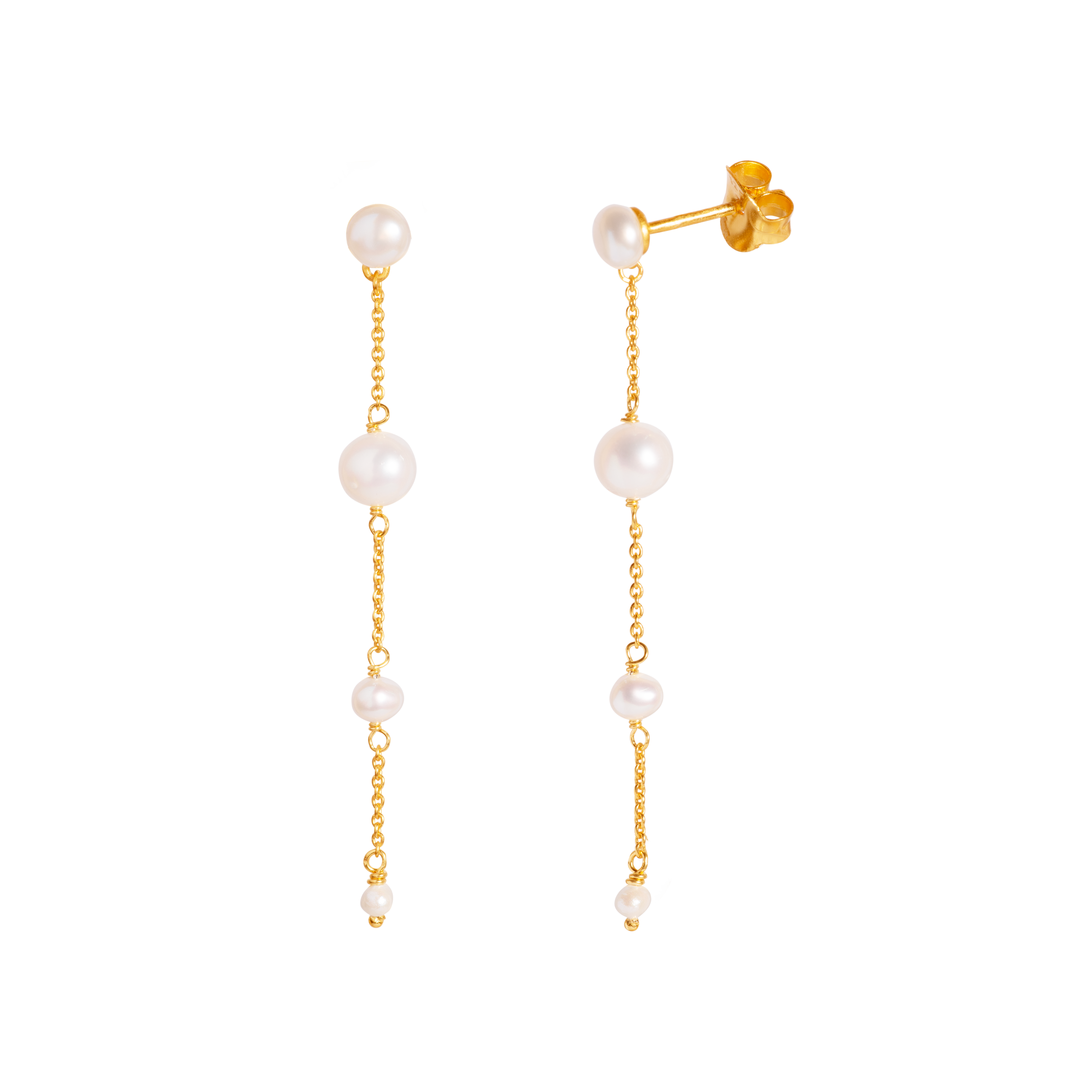 Bybiehl Aura Flow Guldbelagte ørehængere Med Perler 3903wp - Bybiehl Øreringe  - 1233690200361