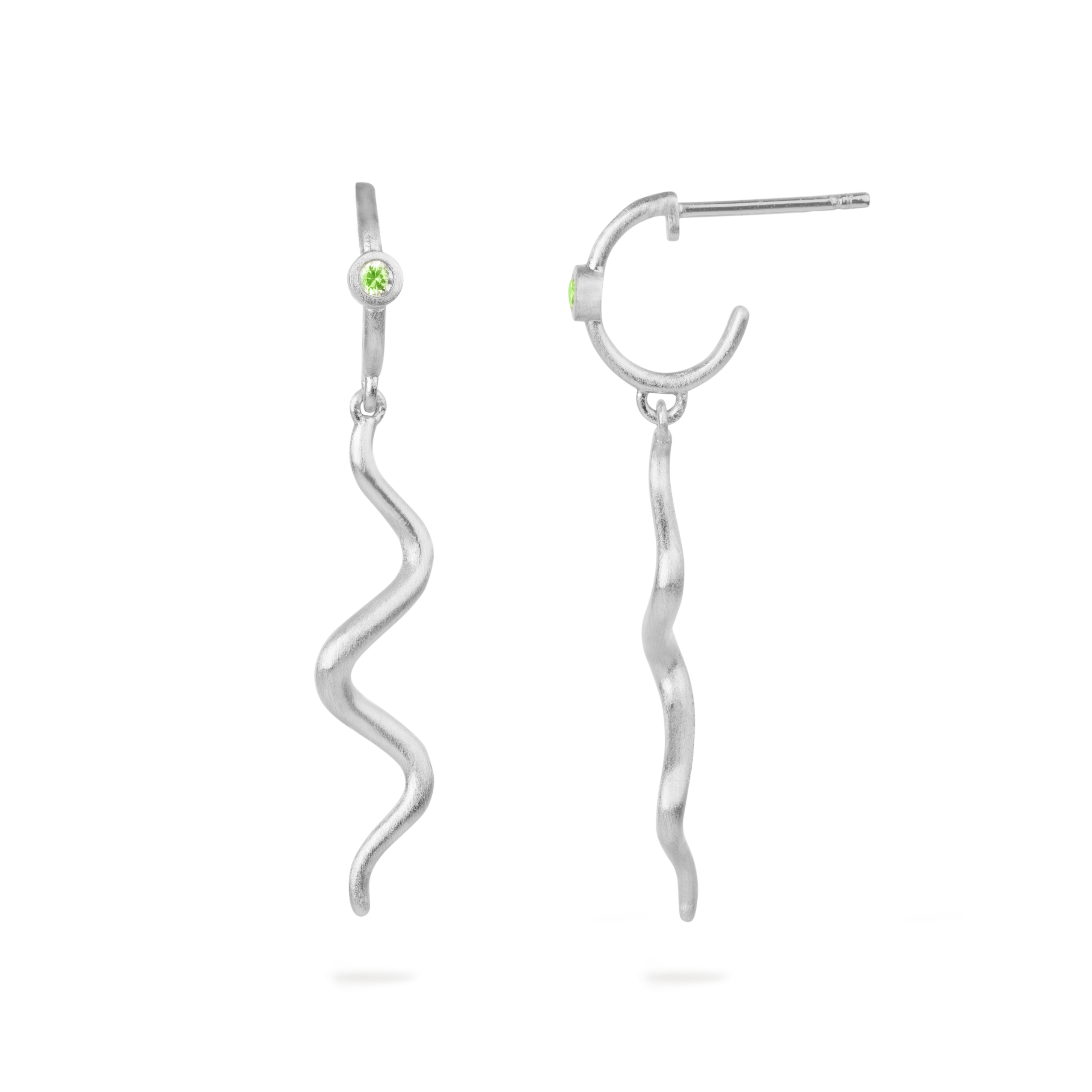 Grøn Bybiehl Wave Mini Hoop Sølv Med Zirkonia 4023g - Bybiehl Øreringe  - 1233690164700