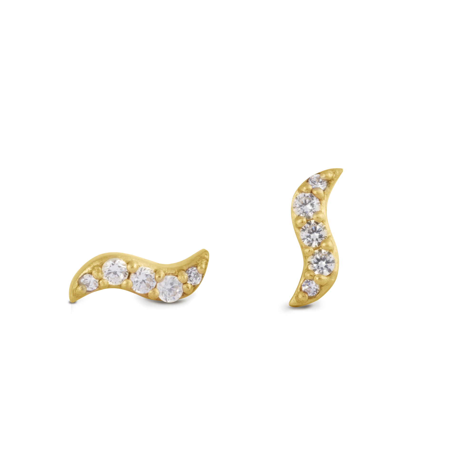 Bybiehl Wave Sparkle ørestikker Guldbelagt Sølv 4025a - Bybiehl Øreringe  - 1233690187457