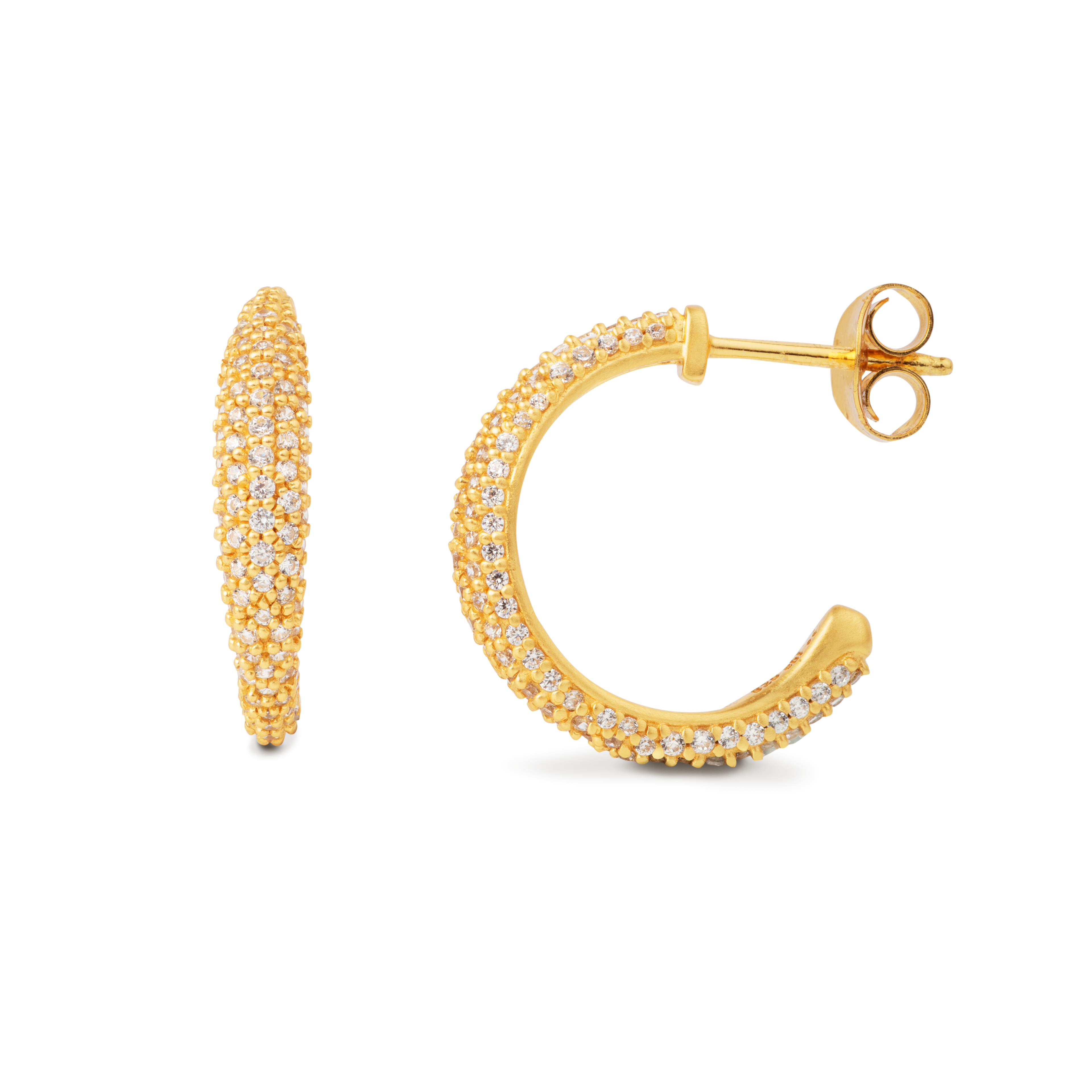 Bybiehl Ocean Flow Sparkle Hoops Guldbelagt Sølv Medium 4206a - Bybiehl Øreringe  - 1233690188324