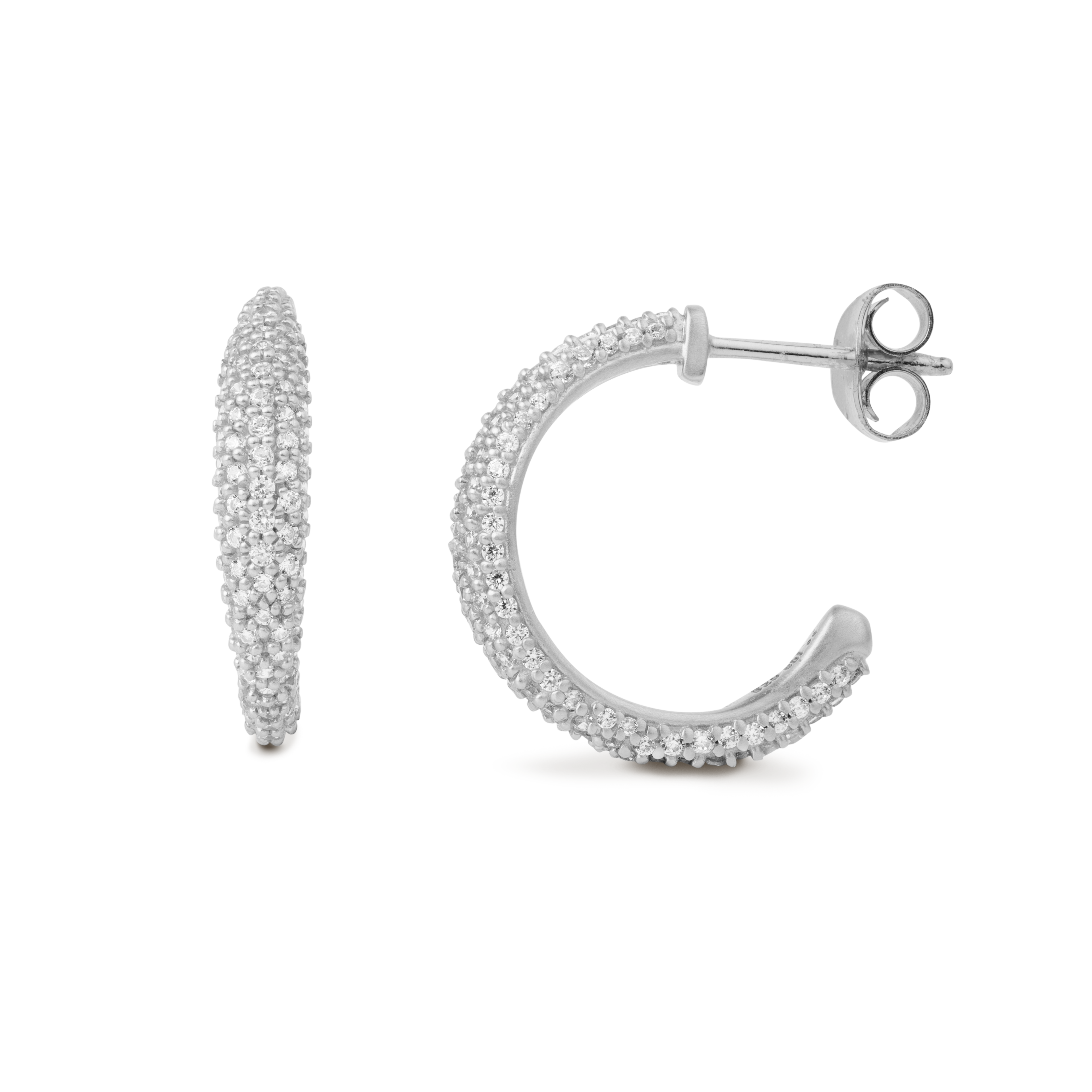 Bybiehl Ocean Flow Sparkle Hoops Sølv Medium 4206a - Bybiehl Øreringe  - 1233690188331
