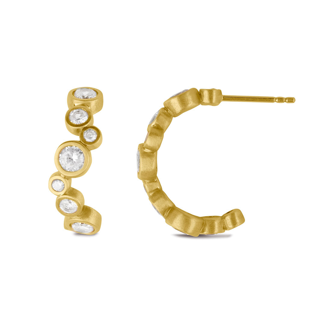 Bybiehl Stardust Hoops Forgyldt Sølv Med Sten 4605a - Bybiehl Øreringe  - 1233690215358