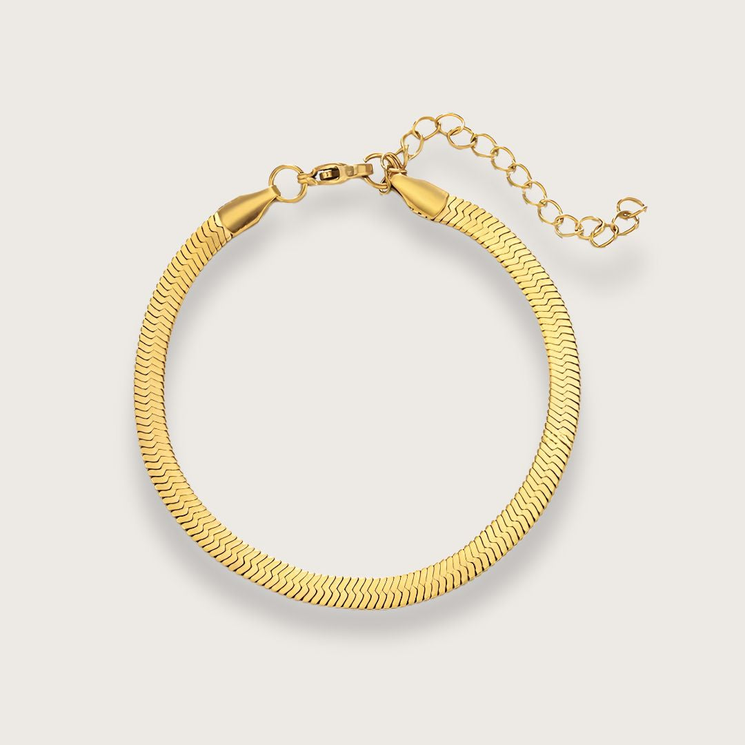 Zo Flat Snake Chain Armbånd 4mm Guldbelagt - Chant Du Matin Armbånd