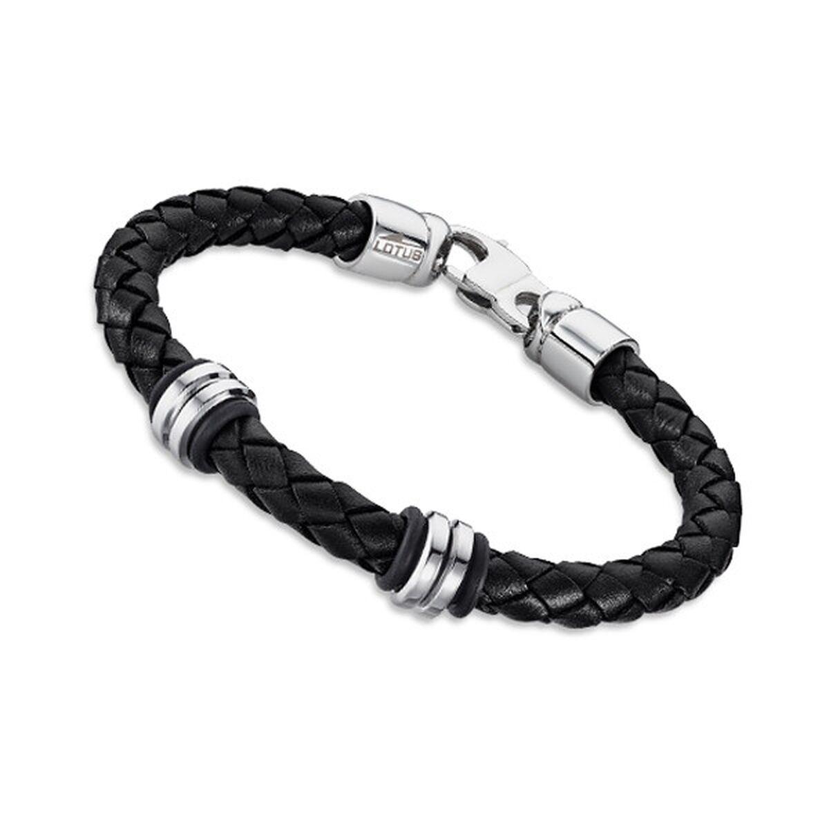Sort Lotus Armbånd Til Mænd Ls2093 Flettet Med Stål Detaljer - Lotus Armbånd  - 8430622757594