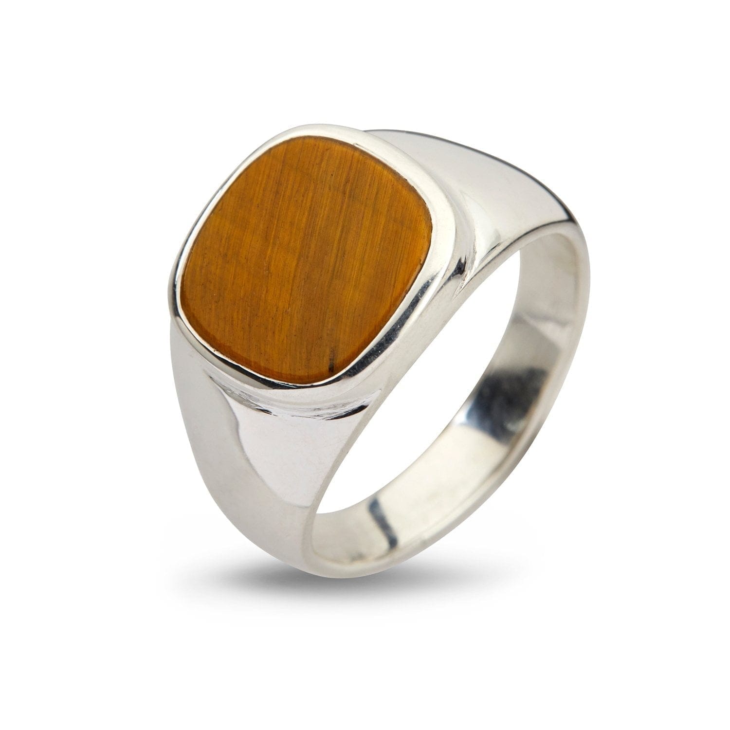 Brun|Orange Ring Cushion Tiger Eye - Bybirdie.dk Fingerringe