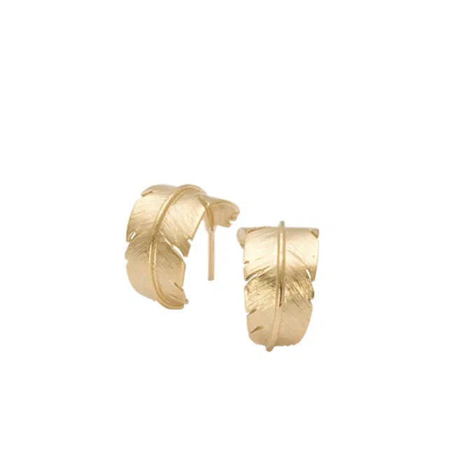 Heiring Forgyld Sølv Creol Med Fjer 97fg - Heiring Øreringe