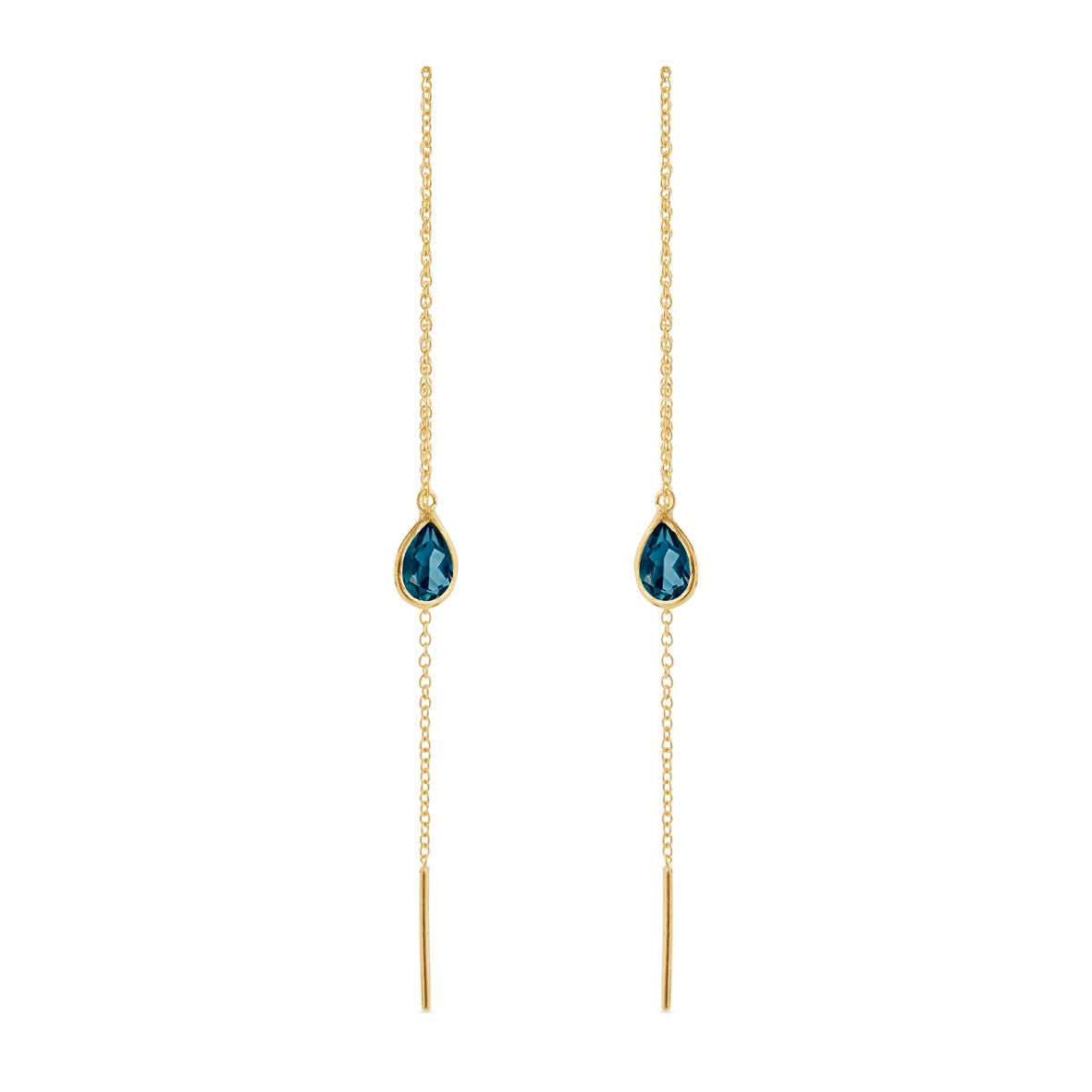 Susanne Friis Bjørner Sfb Sølv Forgyldte ørekæder Med Blå Dråbe Krystal 5560 174 - Øreringe  - 1233690118710