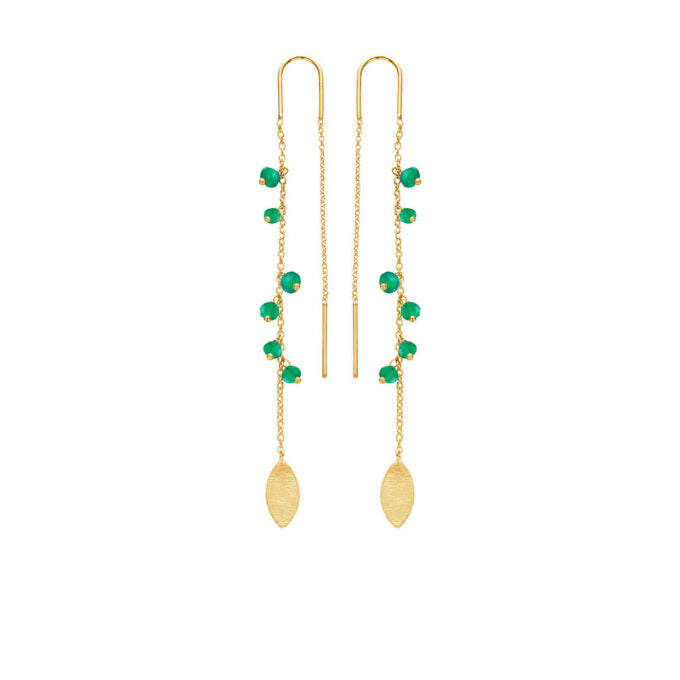 Grøn Susanne Friis Bjørner Sfb Forgyldt Sølv øreringe Med Agat 5617 102 - Øreringe  - 1233690186689