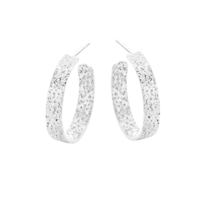Susanne Friis Bjørner Sfb Sølv øre Creoler Med Rustik Overflade 20mm 5624 - Øreringe  - 1233690200880