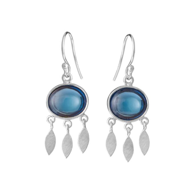 Susanne Friis Bjørner Sfb London Blue Crystal øreringe Sølv Med Blad Vedhæng 5675 174 - Øreringe  - 1233690221403