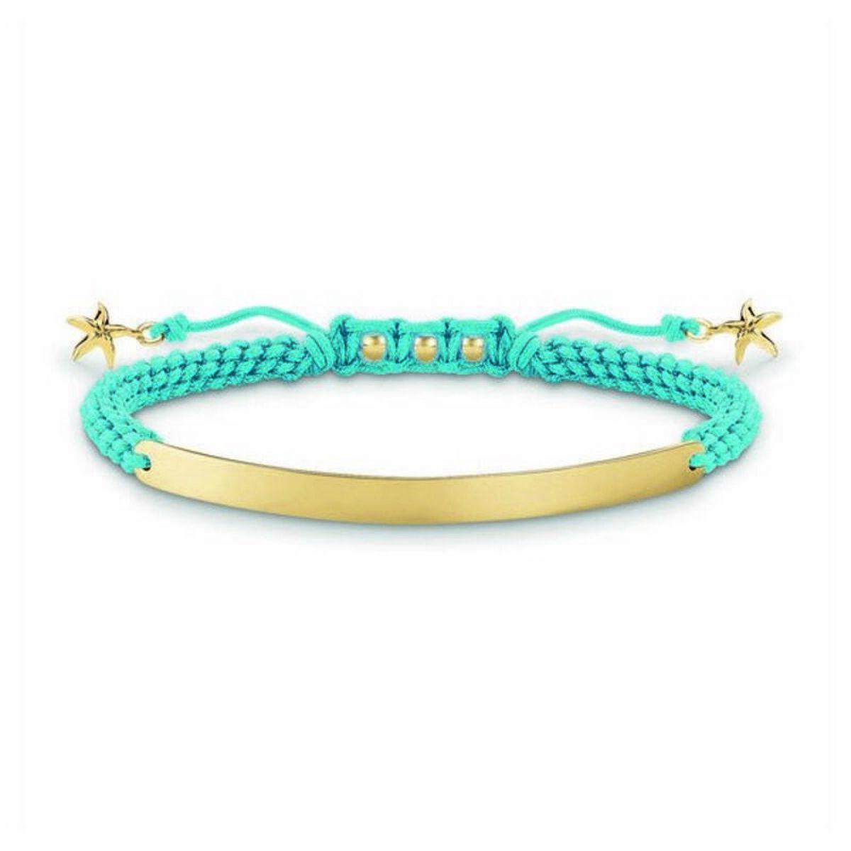 Thomas Sabo Armbånd Til Kvinder Turkisblå Snor Med Gyldne Detaljer Sølv - Thomas Sabo Armbånd  - 4051245229530