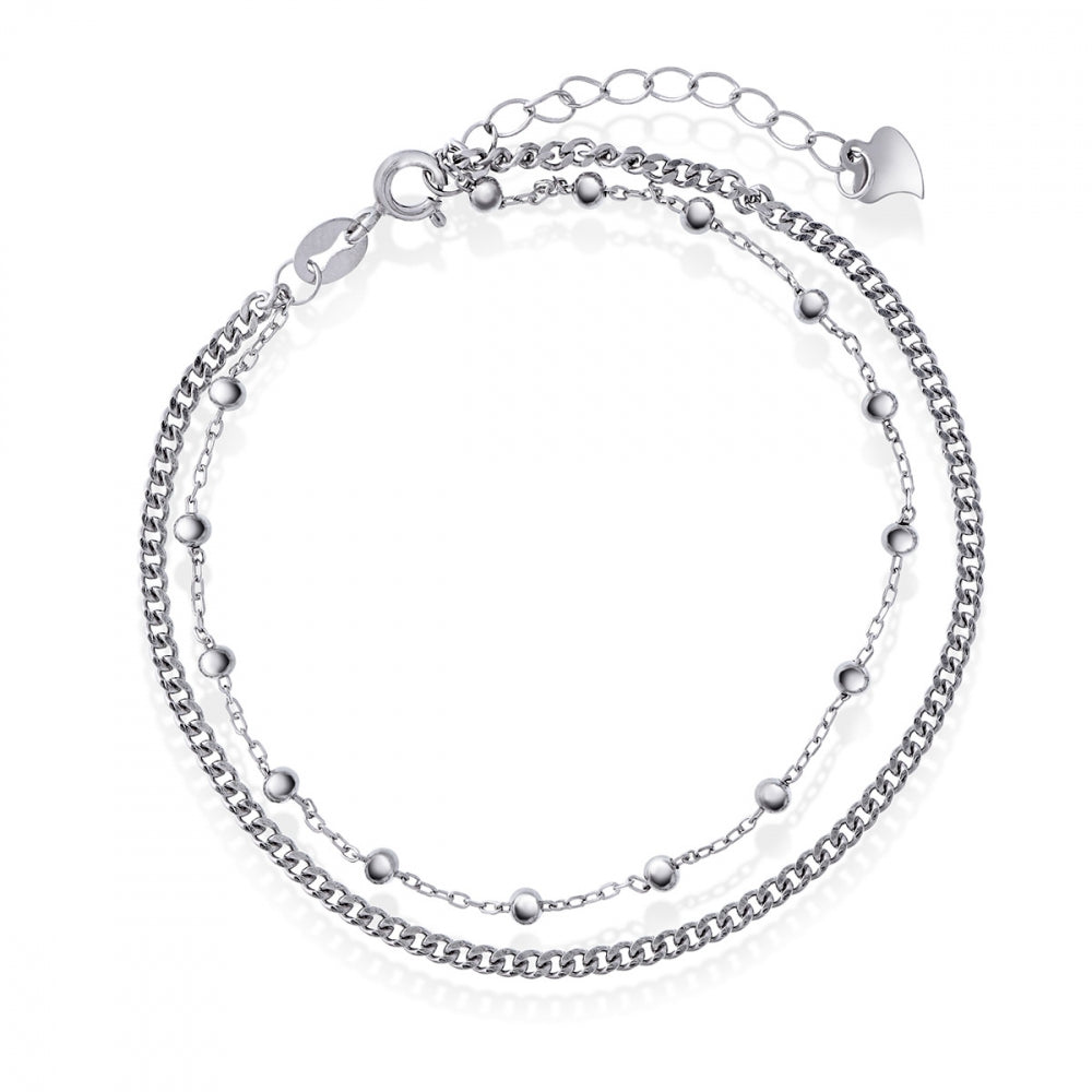 Arne Nordlie Dobbelt Rækket Sølv Armbånd Kugle Panser Kæde 62305 - Arne Nordlie Armbånd