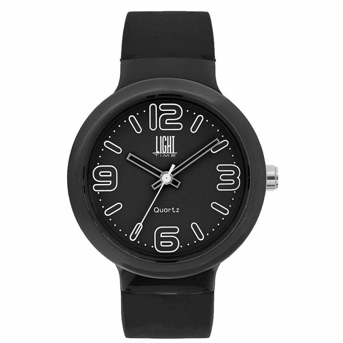 Sort Light Time Europe Unisex Armbåndsur - Light Time Armbånd  - 8054726933373