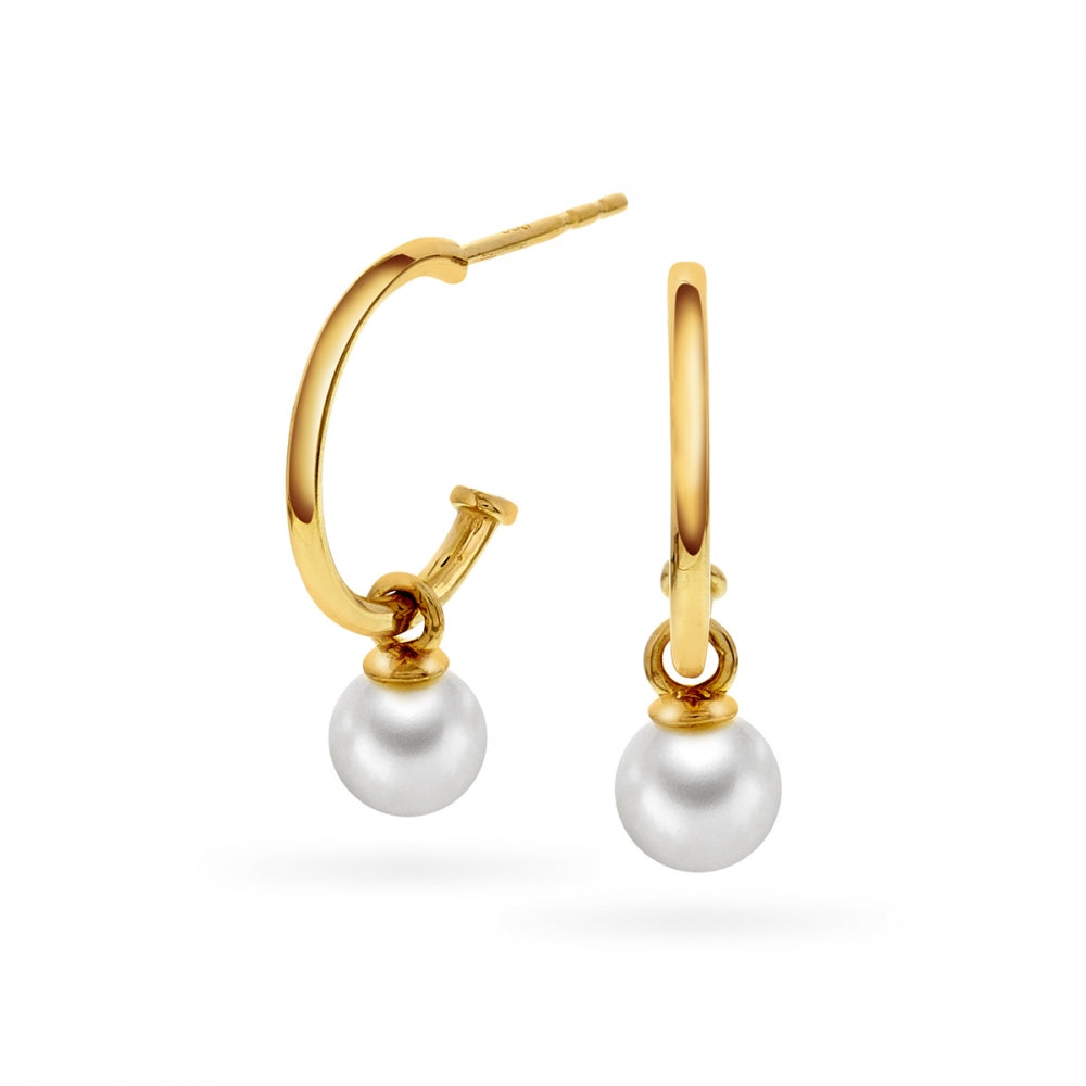 Arne Nordlie 14kt Guld øreringe Med Perle Vedhæng 53067 - Arne Nordlie Øreringe