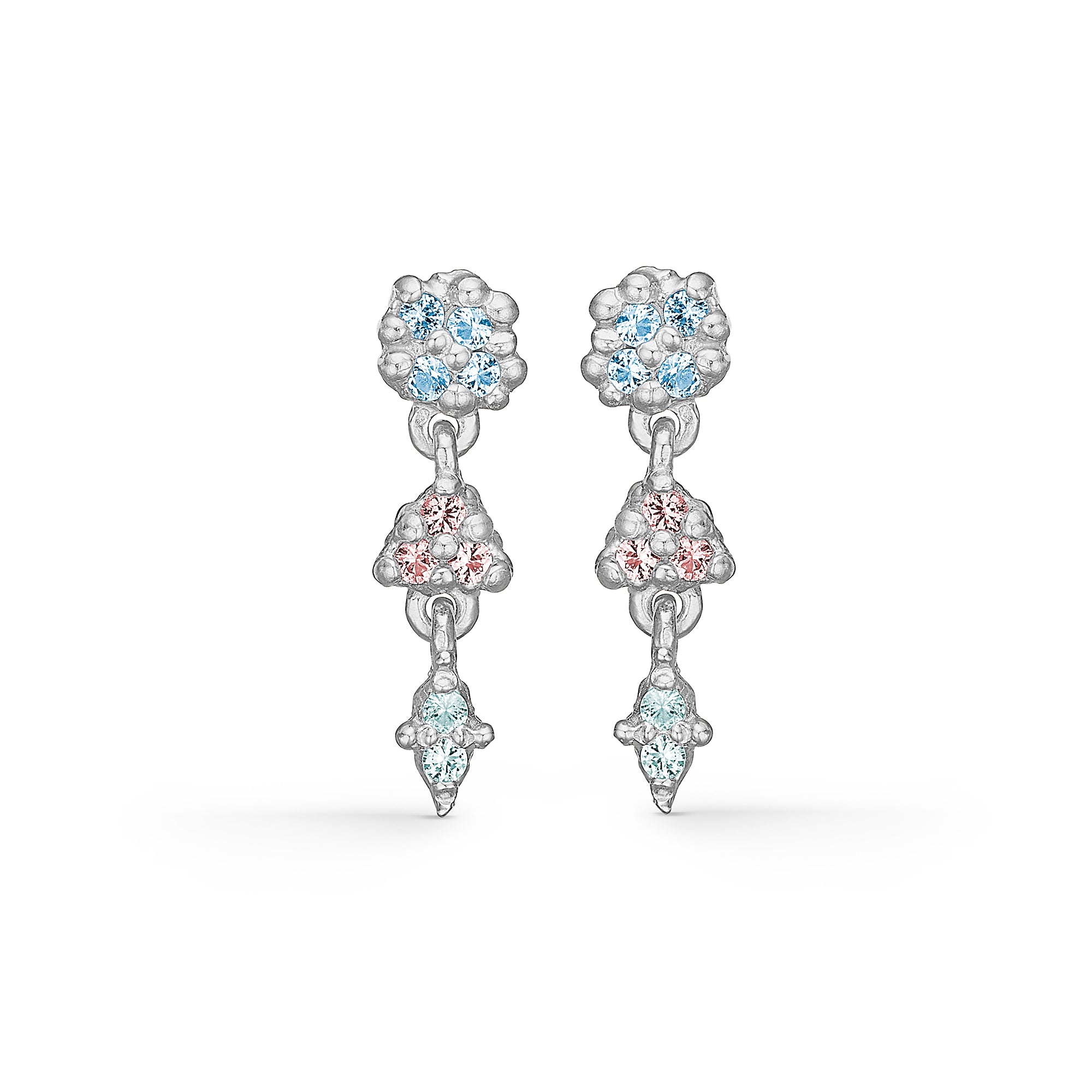 Rosa Studio Cluster øreringe Med Sten Blå Grøn Farver 7117843 - Studio Z Øreringe  - 1233690228860