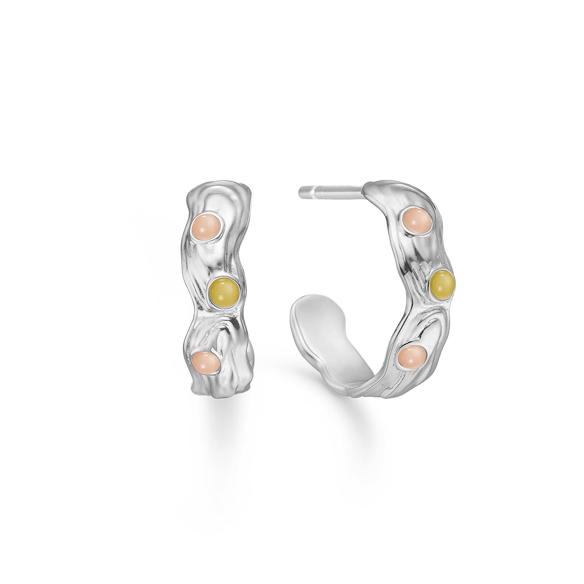 Rosa Studio Shell Sølv Creoler Med Sten 7117849 - Studio Z Øreringe  - 1233690228907