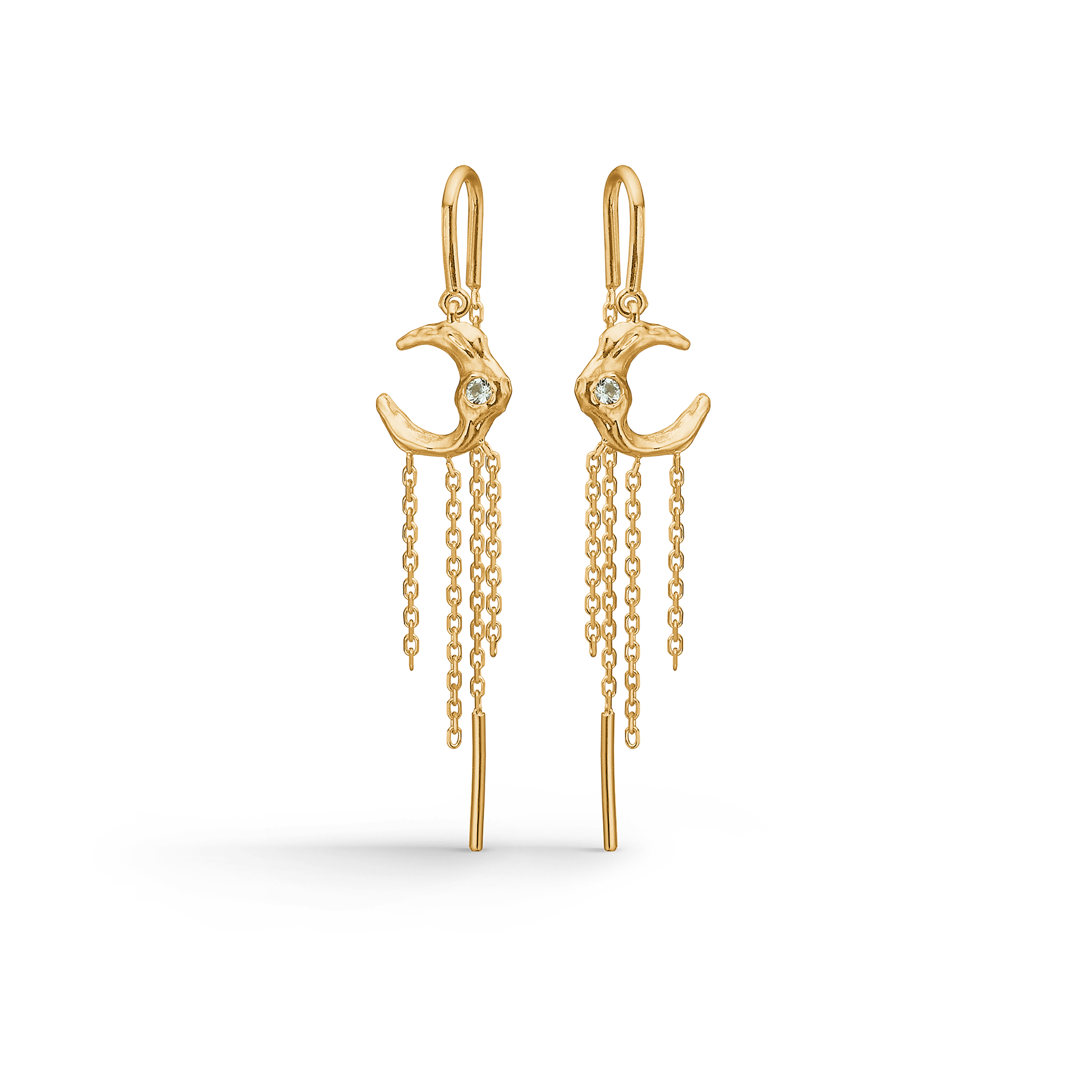 Grøn Studio Lunar øreringe Guldbalgt Sølv Med Sten 7207883 - Studio Z Øreringe