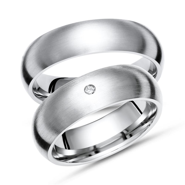 Vielsesringe Titanium Med Diamant - Vielsesringe