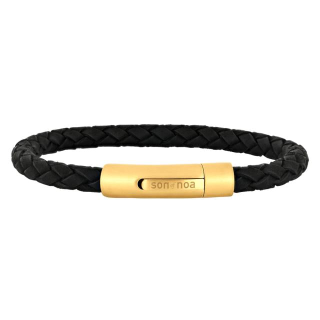 Sort Nordahl Son Noa Armbånd Læder Med Forgyldt Lås 809702291 - Nordahl Armbånd  - 1233690227818
