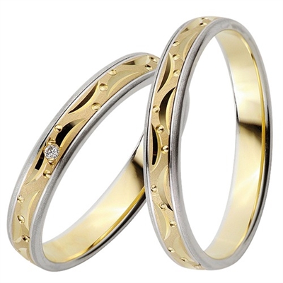 Hvid Bartoli Duet Vielsesringe Guld & Guld Med Diamant - Vielsesringe
