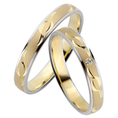 Hvid Vielsesringe Guld & Guld - Vielsesringe