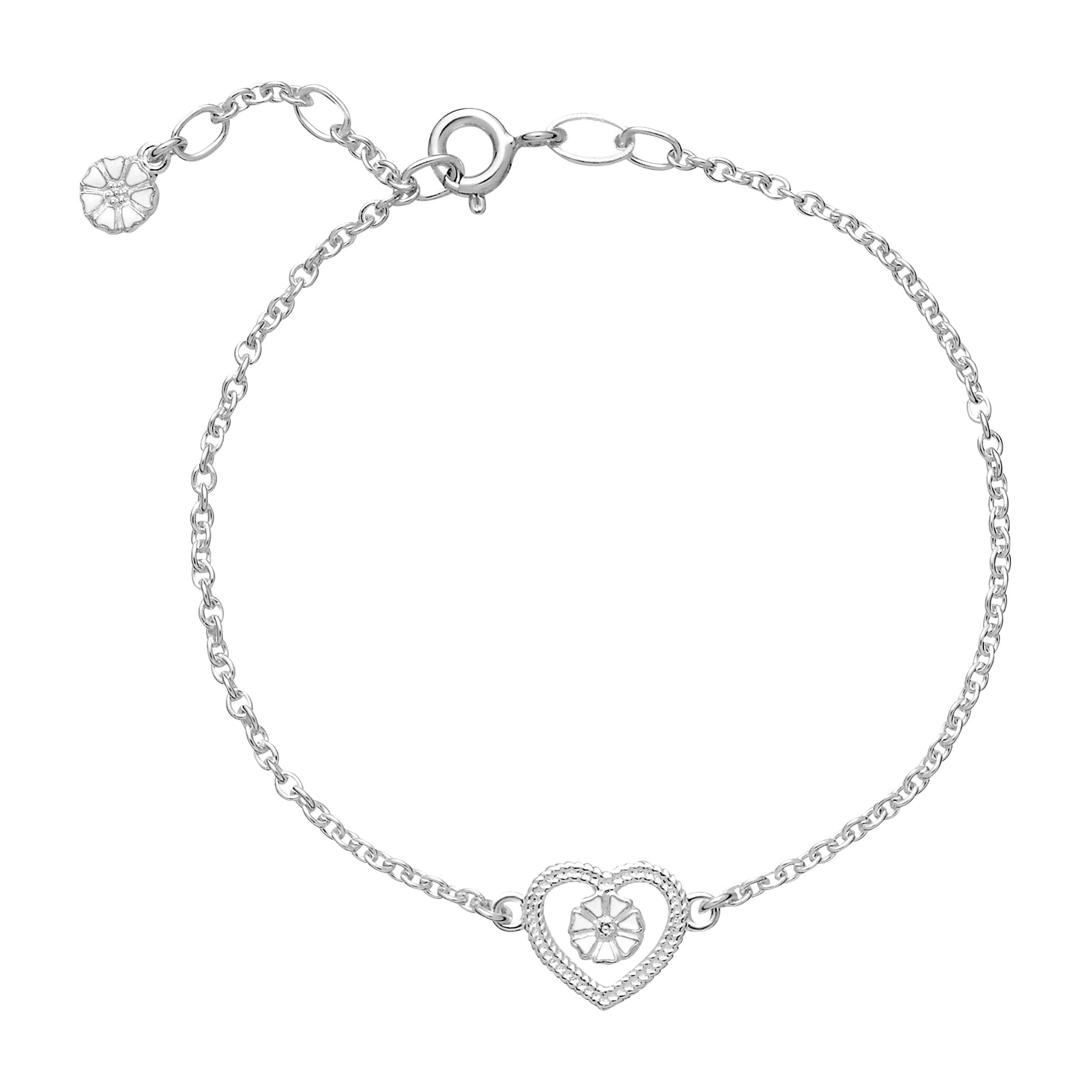 Lund Copenhagen Sølv Armbånd Med Hjerte Marguerit 9015064 - Lund Armbånd
