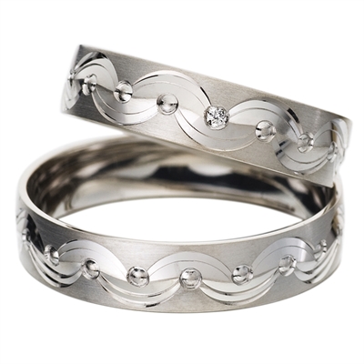 Vielsesringe Palladium Med Diamant - Vielsesringe