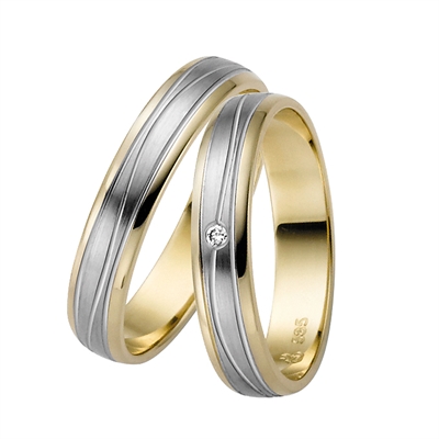 Hvid Vielsesringe Guld Guld Med Diamant 015 - Vielsesringe