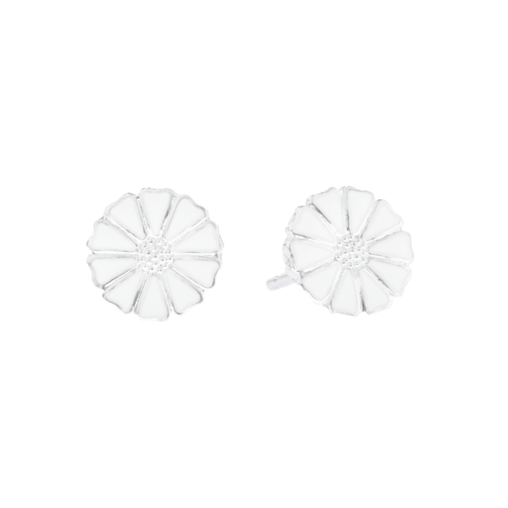 Hvid Lund Copenhagen Margueritte øreringe 5mm Emalje 909075 - Lund Øreringe