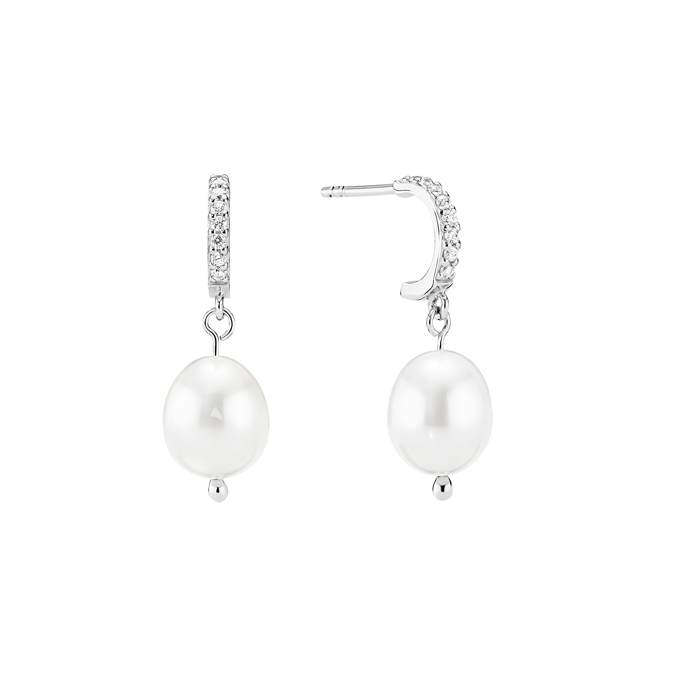 Lund Copenhagen Sølv Creoler Med Perle Sten 9091374 - Lund Øreringe  - 1233690237138