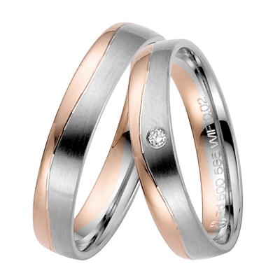 Rosa Vielsesringe Palladium & Guld - Vielsesringe