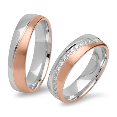Rosa Vielsesringe Sølv Forgyldt Sølv Med Zirkonia - Vielsesringe