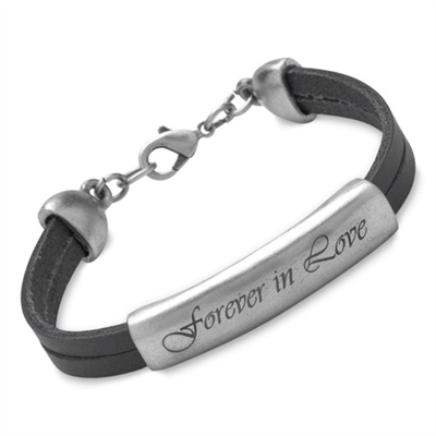 Sort Læderarmbånd Mulighed For Gravering - Armbånd