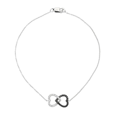 Hvid Armbånd Guld Med Hjerter Diamanter - Armbånd