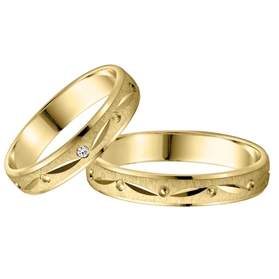 Vielsesringe Guld Med Diamant 015 - Vielsesringe