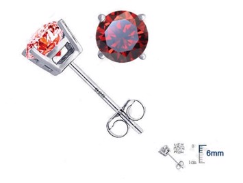 Børne øreringe 925 Sølv Med Røde Glitrende Zirconia - Øreringe