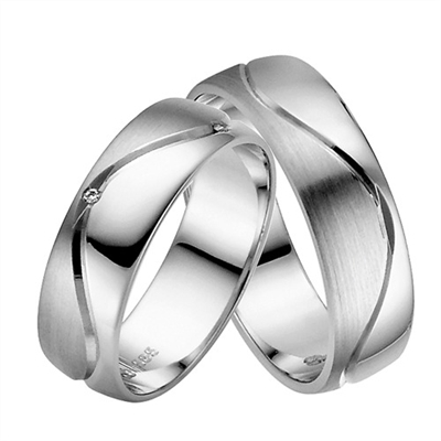 Hvid Vielsesringe Guld Med Diamanter 015 - Vielsesringe