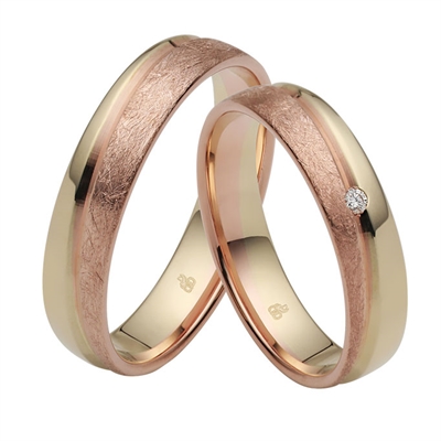 Rosa Vielsesringe Guld Guld Med Diamant - Vielsesringe