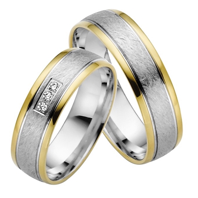 Hvid Vielsesringe Guld Guld Med Diamanter 045 - Vielsesringe