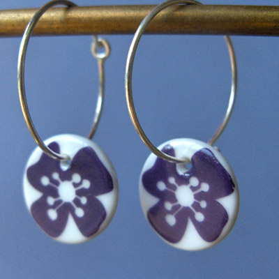 Creoler øreringe Med Lilla Blomst Casalinga - Øreringe