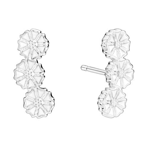 Lund Kurvet Marguerit ørestikker Sølv - Øreringe