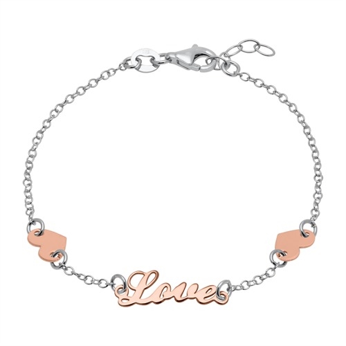 Armbånd Sølv Med Hjerter Love Til - Armbånd