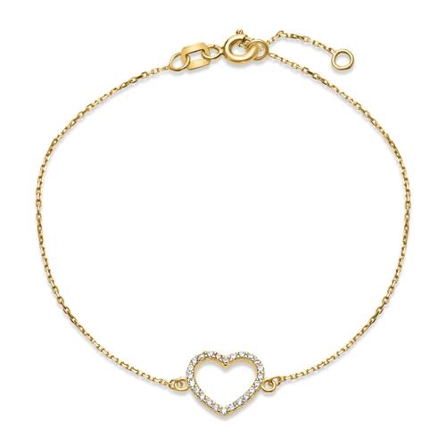 Armbånd Guld Med Hjerte Zirkoniasten - Armbånd