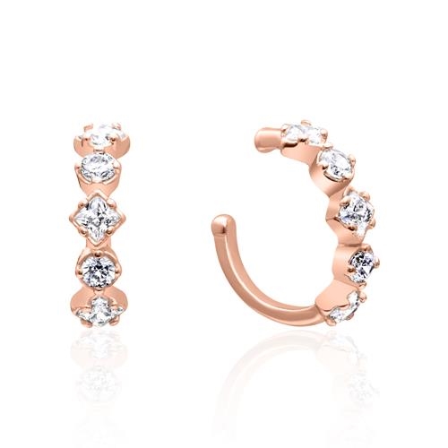 Rosa Ear Cuffs Forgyldt Sølv Med Zirkoniasten - Øreringe