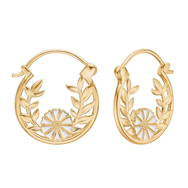 Lund Forgyldte Marguerit Creoler Sølv Med Krans - Øreringe