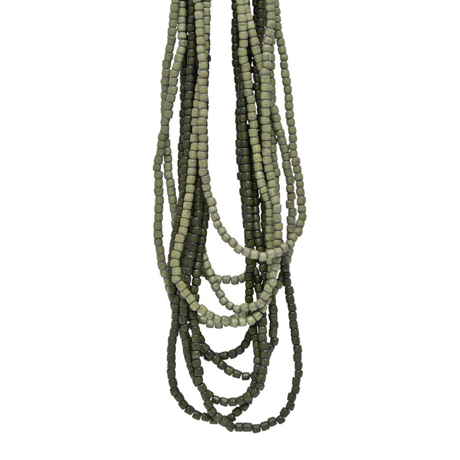 Grøn Halskæde Med Træperler Lige Nuancer - Halskæder