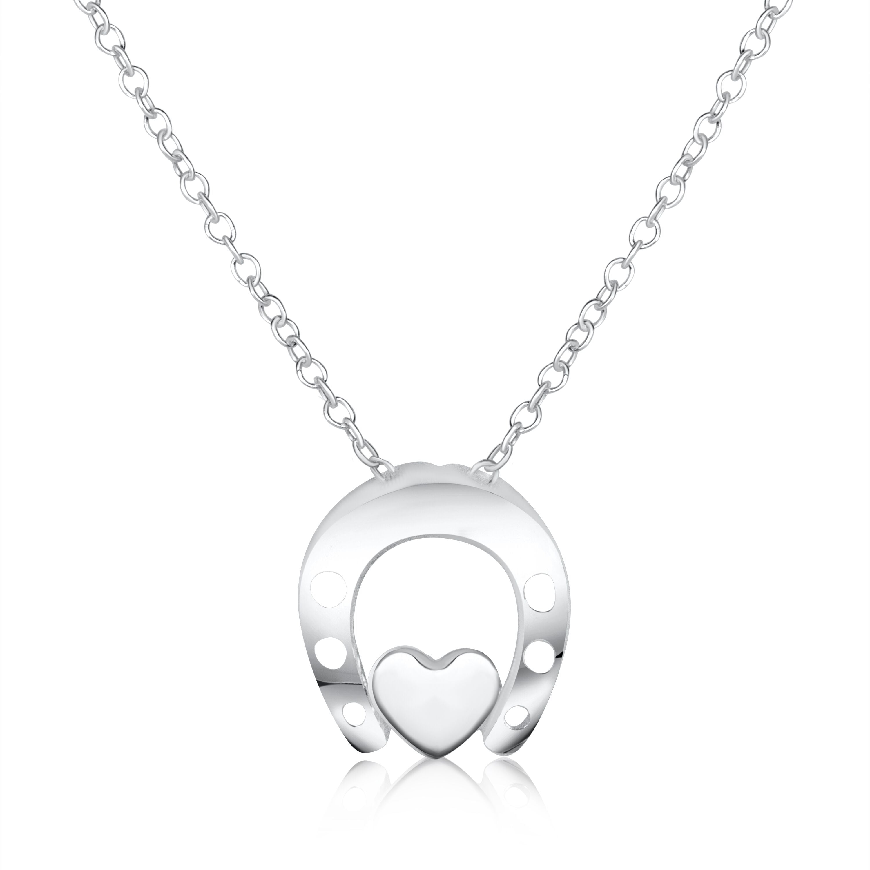 Halskæde Med Hestesko Med Hjerte Sølv - Luxbaby.dk Halskæder  - 2111441076322