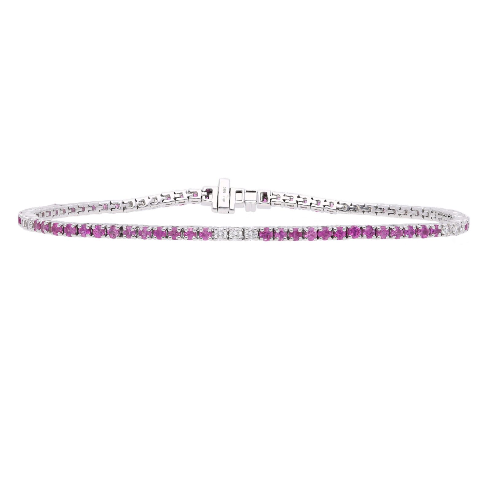 Hvid Tennisarmbånd 14kt Guld Med Pink Safir & Diamanter Alt - Byfrisenholm Armbånd