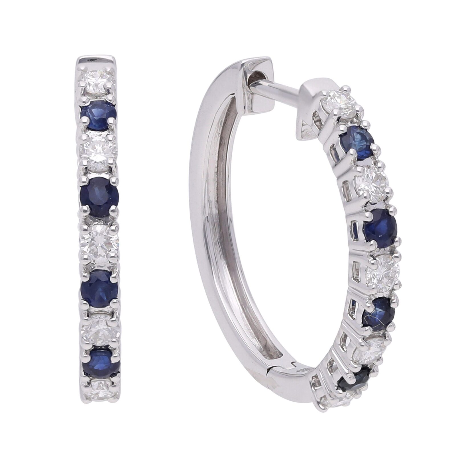 Hvid Diamant Creoler Med Blå Safir Karat Guld Diamanter - Byfrisenholm Øreringe