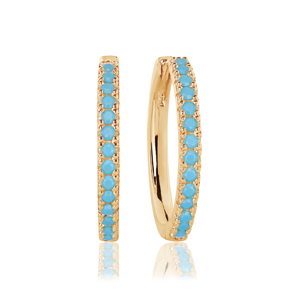 Sif Jakobs Ellera Grande Guldbelagte Creoler Med Turkis 15mm E2869 - Sif Jakobs Øreringe  - 1233690232416